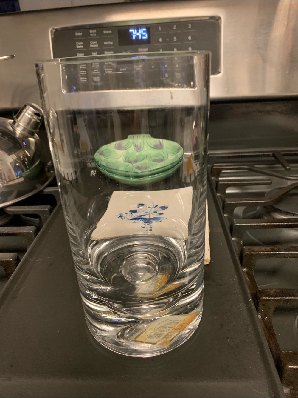 Clear Glass Cylinder Vase with Green Interior Accent